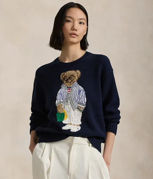 R&L® Sweater | Navy Blue Bear Polo